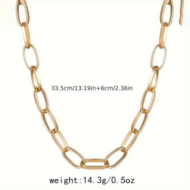 1 PC Colar de corrente chique em tom dourado requintado, joia elegante estilo vintage, perfeita para festa
