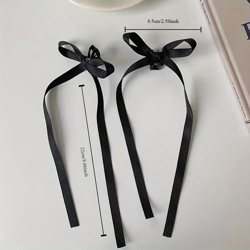 1 Pair Elegant Solid Color Bow Hair Clips, PVC Ribbon Barrettes, Ballet Dancing.