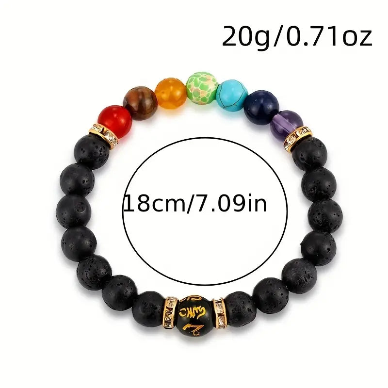 Pulseira de contas coloridas de 7 chakras, alívio do estresse e ioga, meditação, joias, presentes