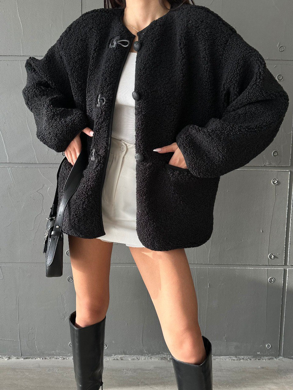 Casaco de pele - Preto