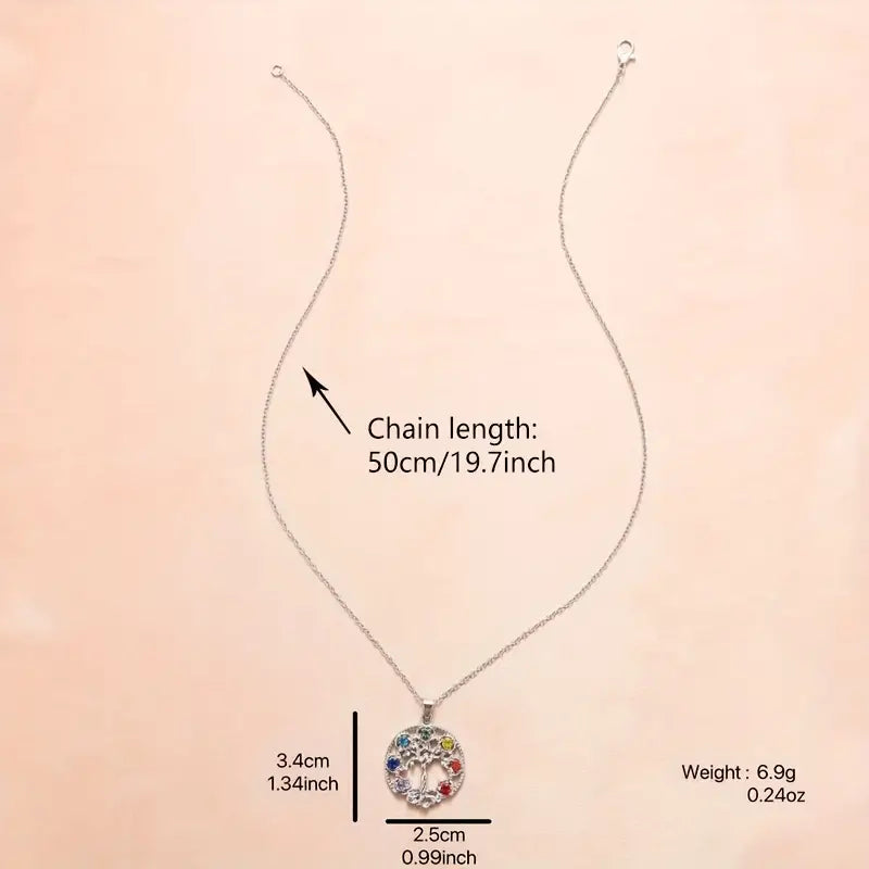 Colgante de árbol de la vida de los 7 chakras, collar de piedra curativa para yoga y chakras