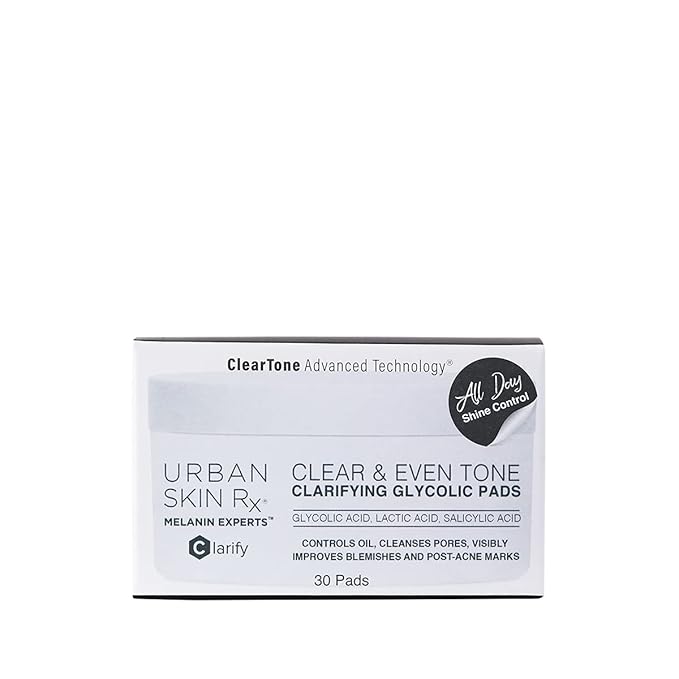 Almohadillas clarificantes con ácido glicólico Clear & Even Tone de Urban Skin