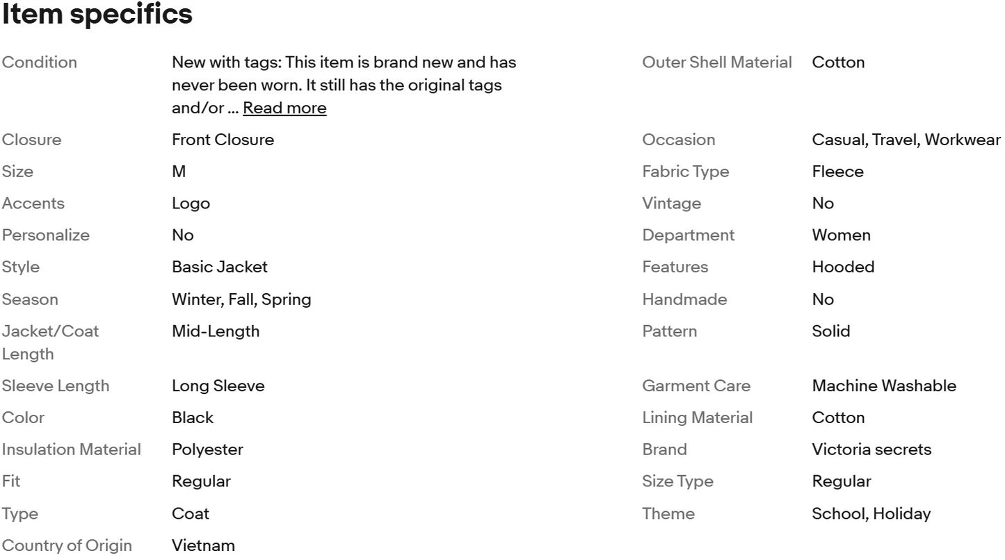 Abrigo Victoria's Secret con cierre frontal, forro polar Ivy