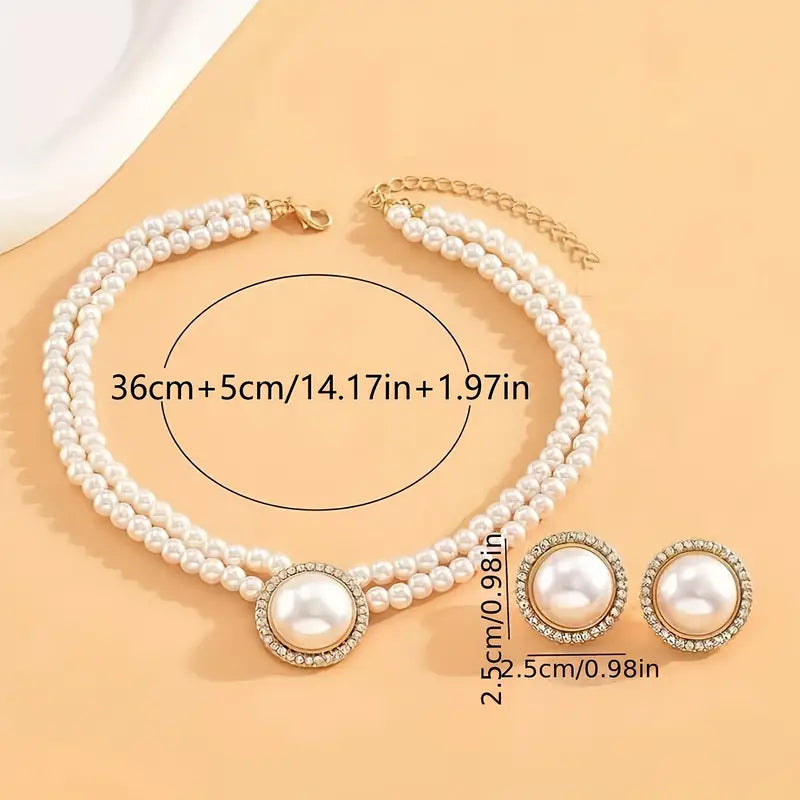 Elegant Stud Earrings and Necklace Jewelry Set