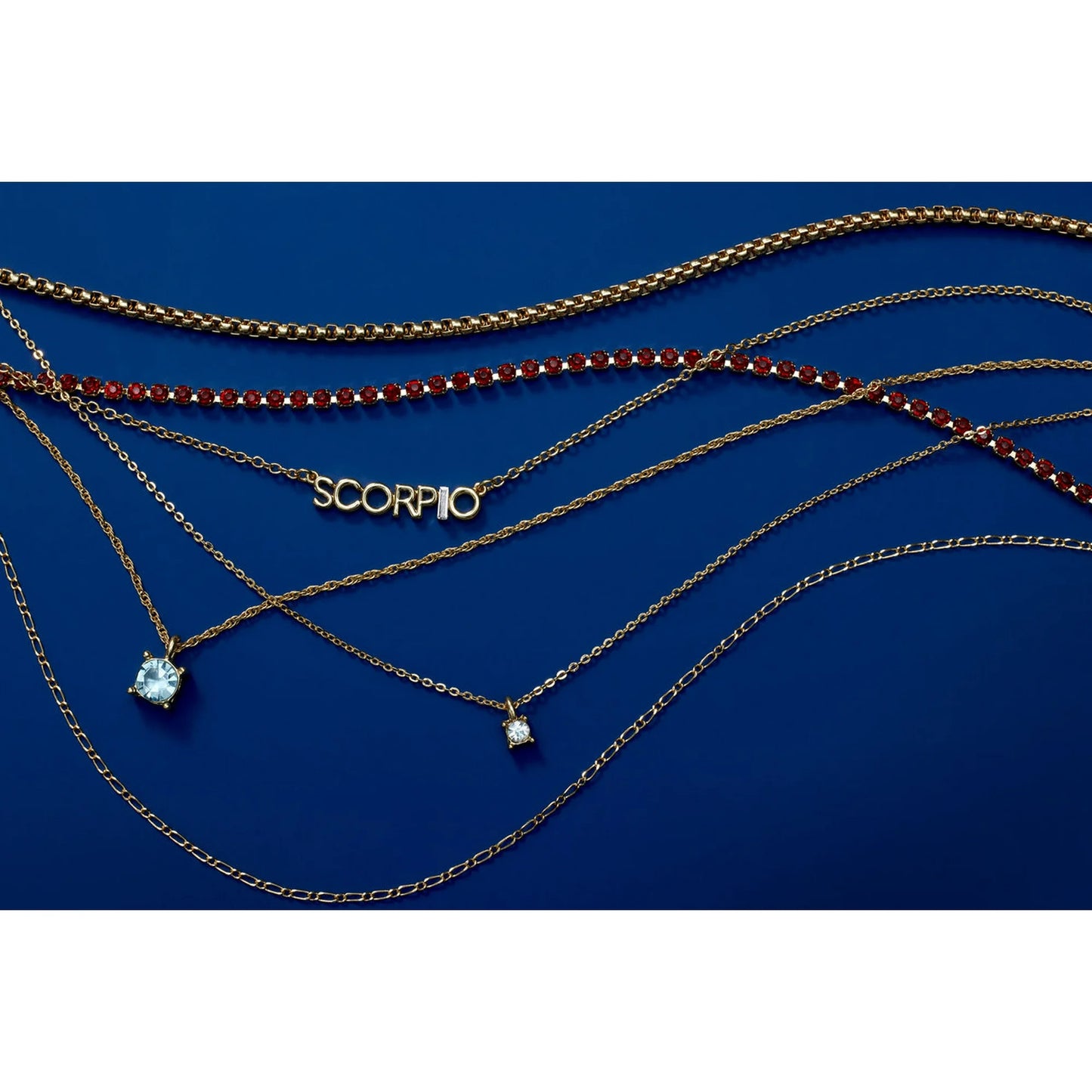 Goldtone Birthstone Necklace Set, February, Purple, 2 Pieces