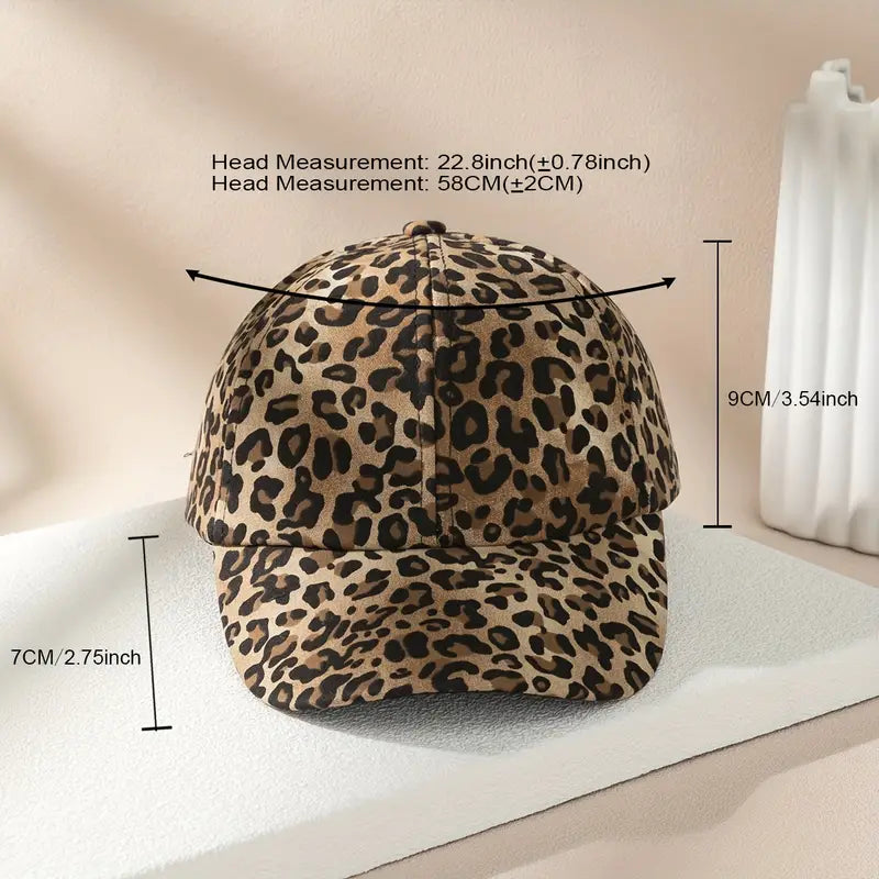 Gorra de béisbol con estampado de leopardo, gorra de papá versátil, para exteriores, parasol, gorra de ocio adecuada para mujeres
