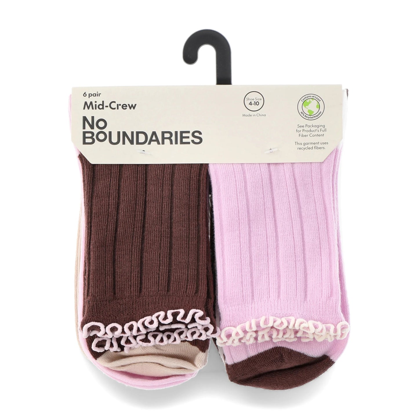 Calcetines de media caña con borde de lechuga de moda, paquete de 6, tallas para mujer 4-10