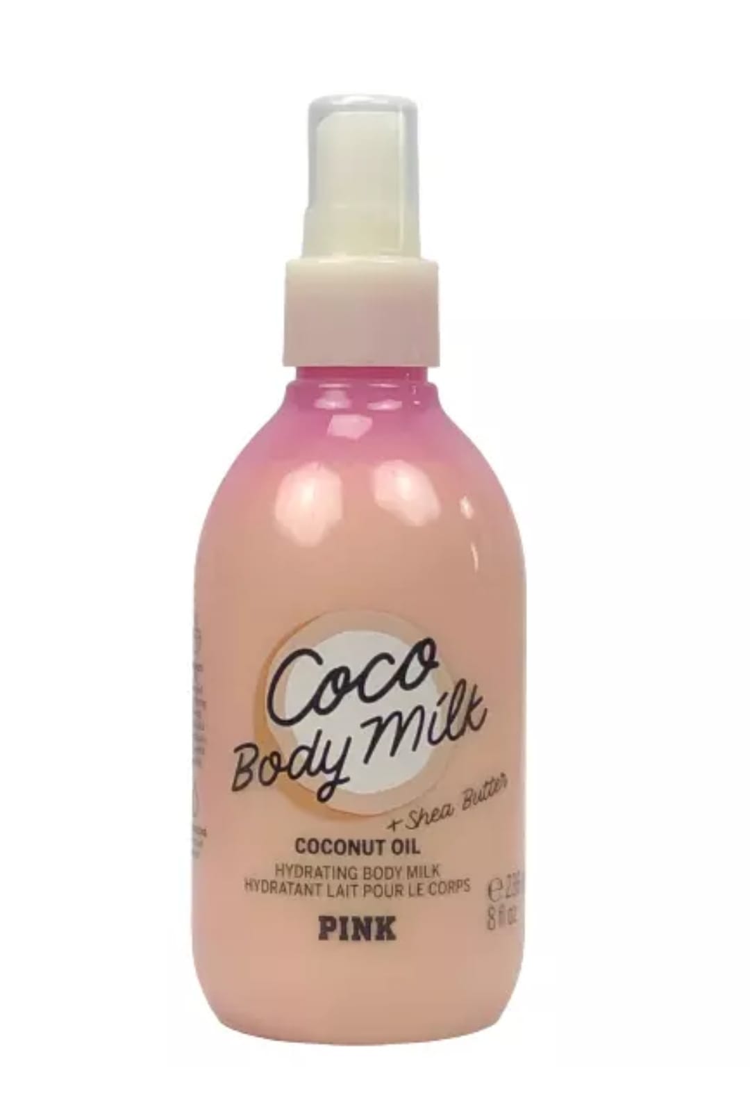 Leche corporal de coco rosa, leche corporal hidratante con aceite de coco