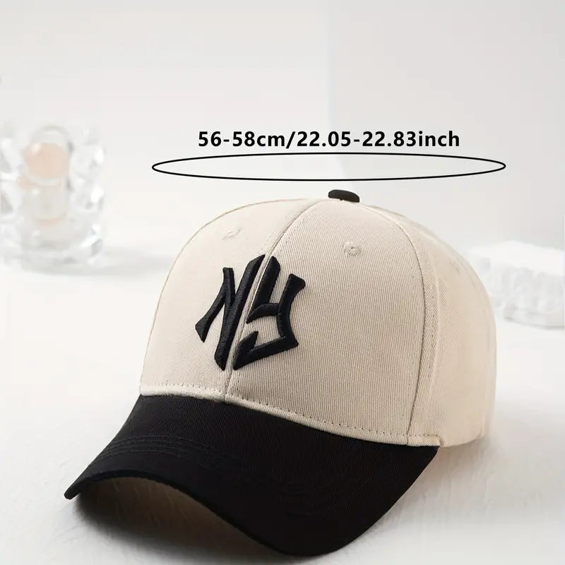 Boné de beisebol unissex retrô estiloso - chapéu de aba ajustável com padrão de letras da moda