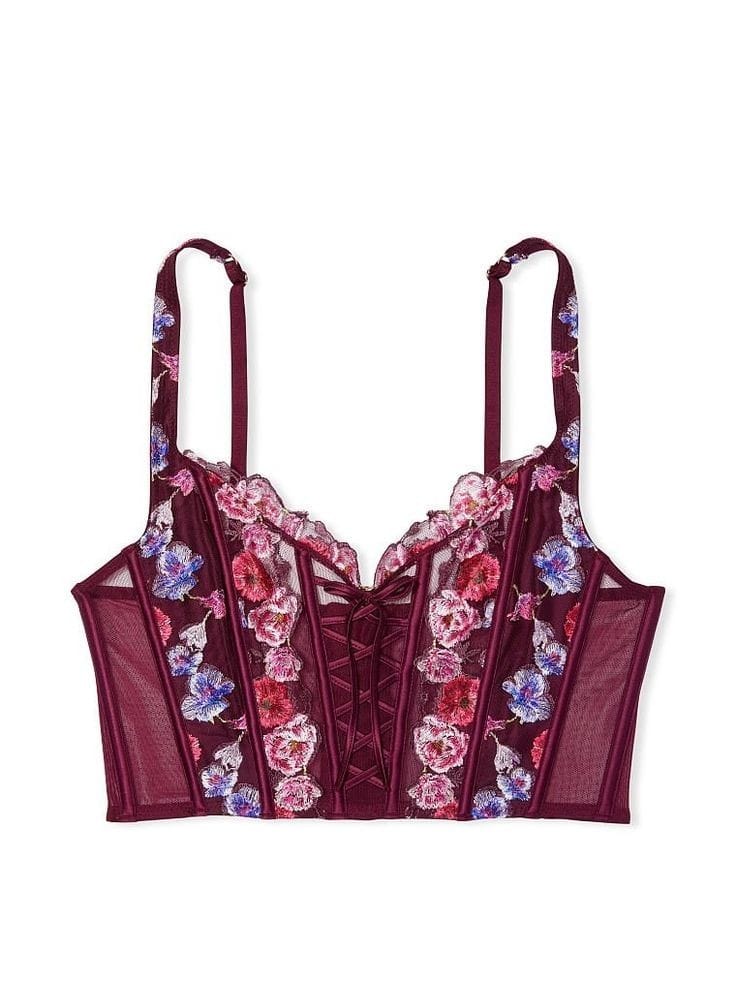 Top tipo corsé sin forro con bordado floral de Victoria's Secret, edición Deluxe, talla pequeña
