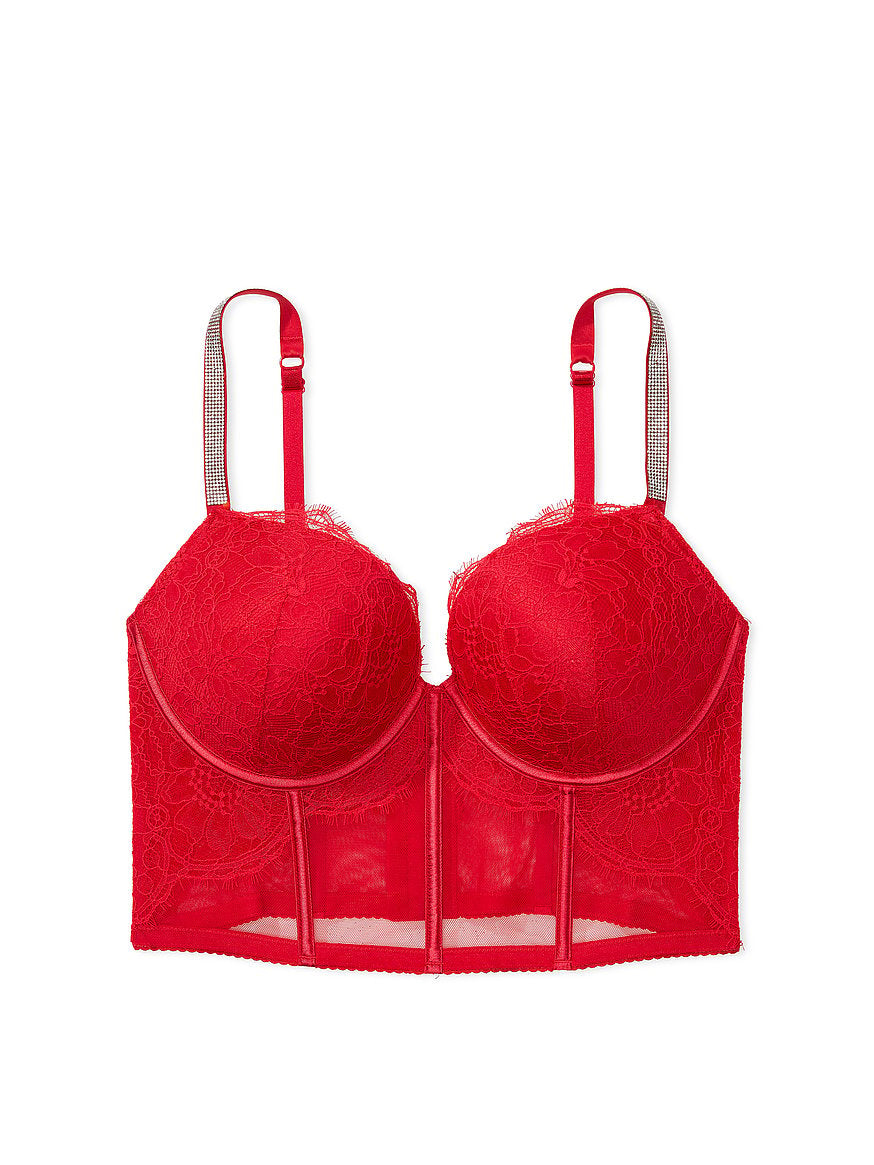 Corsé brillante de Victoria's Secret - Push Up de encaje rojo