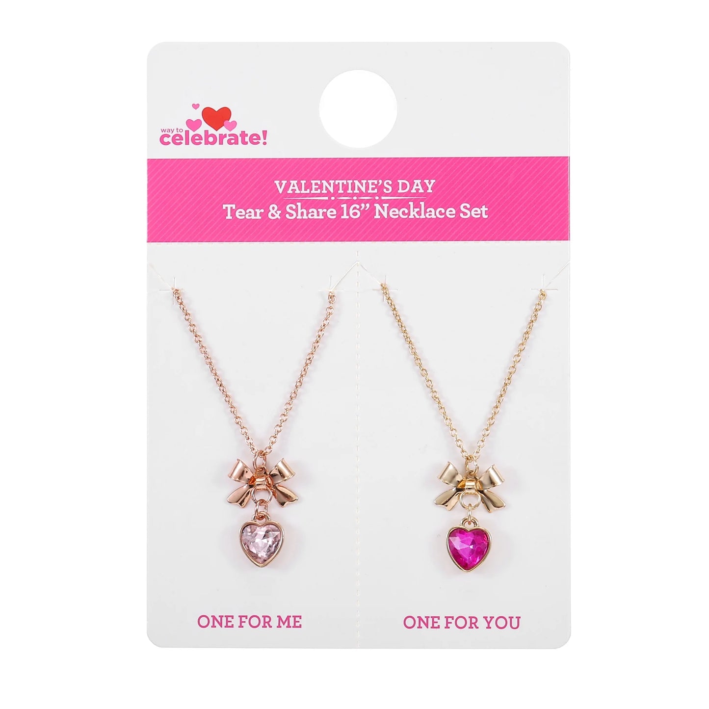 Way to Celebrate Valentine's "Wear-One-Share-One" Heart Necklaces, 2 Pieces