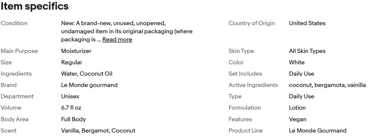 Le Monde Gourmand, Mousse Corporal Lait de Coco 6,7 Fl oz