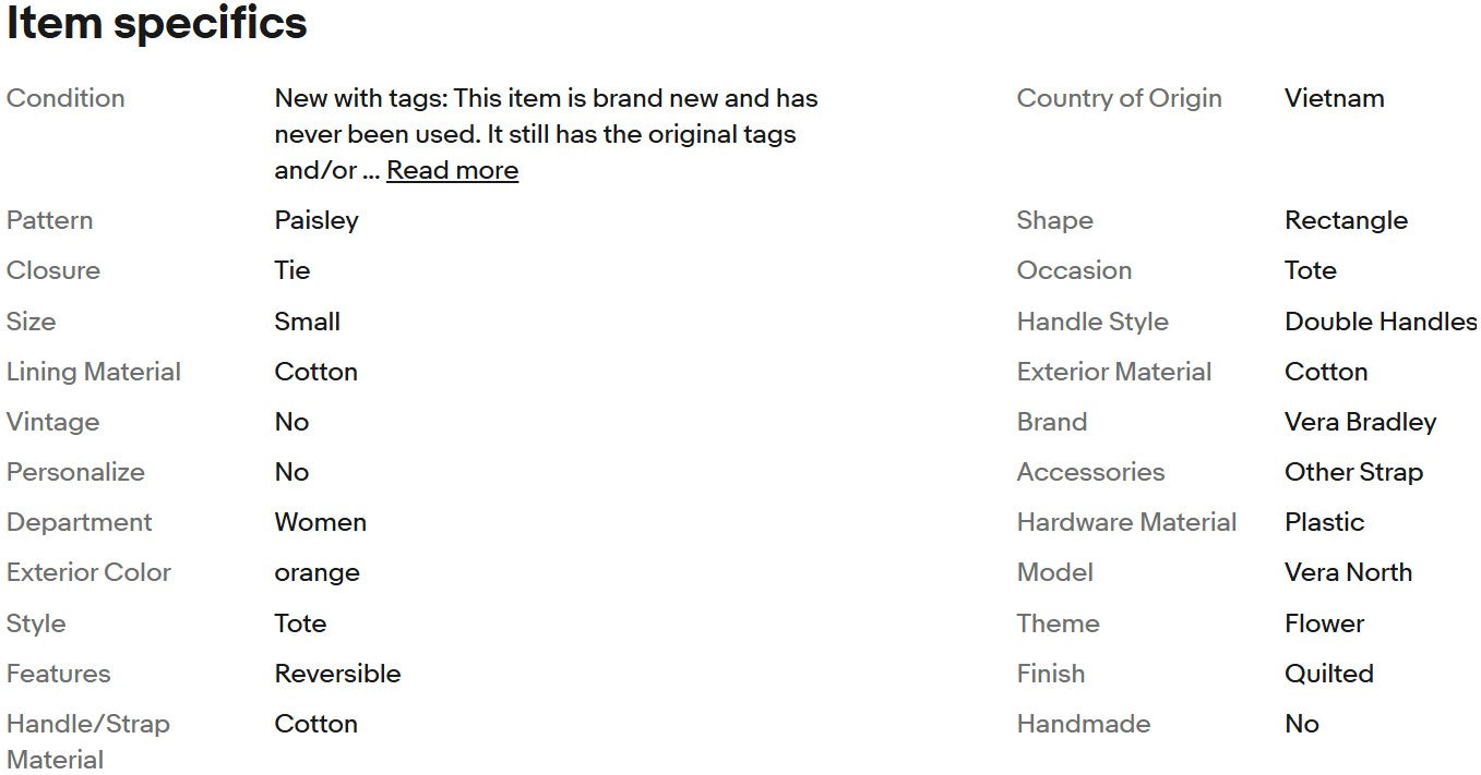 Vera BRADLEY, Bolsa pequena North South Tote, reversível