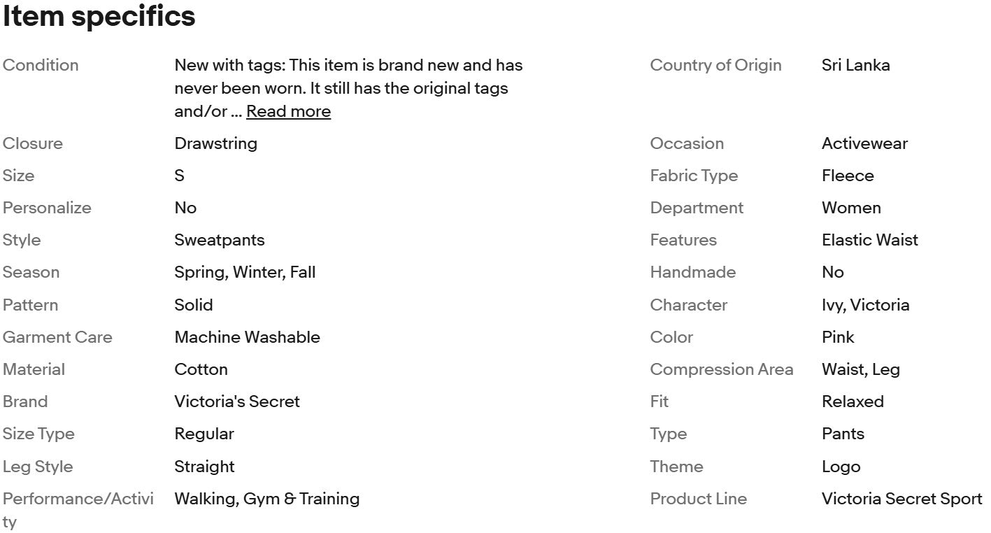 Pantalón deportivo Victoria's Secret Pink, modelo Ivy Fleece, de corte recto y ajuste relajado.