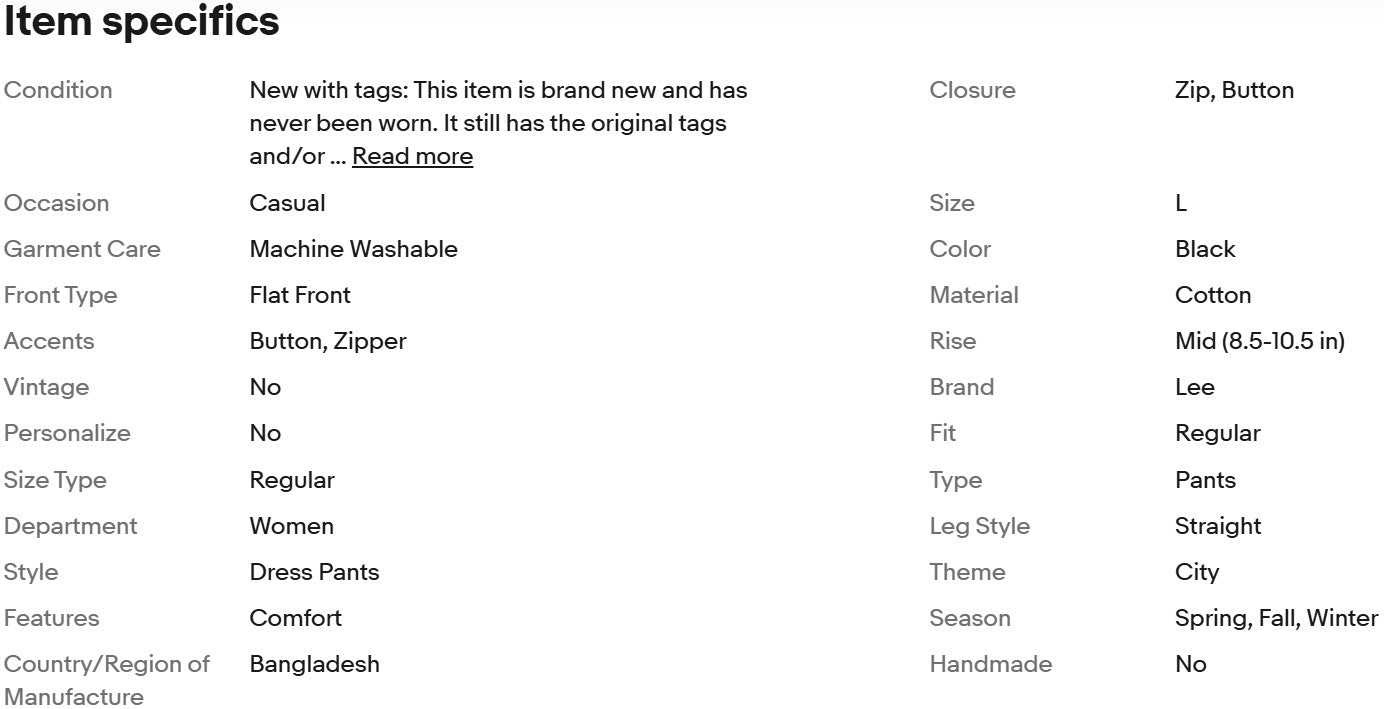 Pantalones casuales Lee para mujer, color negro