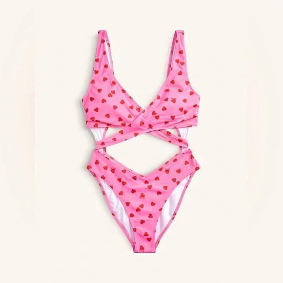 Victoria's Secret Archives Strapless Monokini One-Piece Swimsuit Hearts