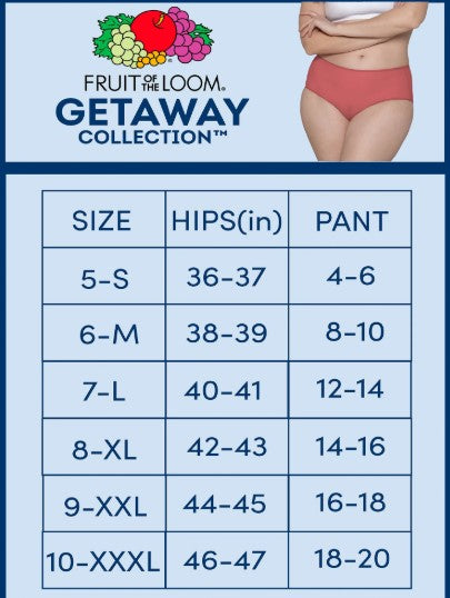 Colección Getaway para mujer de Fruit of the Loom, ropa interior tipo tanga de malla refrescante