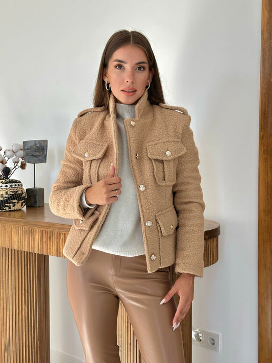 Soft Jacket With Pockets - Camel