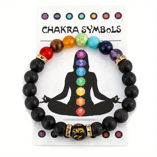 7 Chakra Colorful Beaded Bracelet Stress Relief & Yoga Meditation Jewelry Gifts