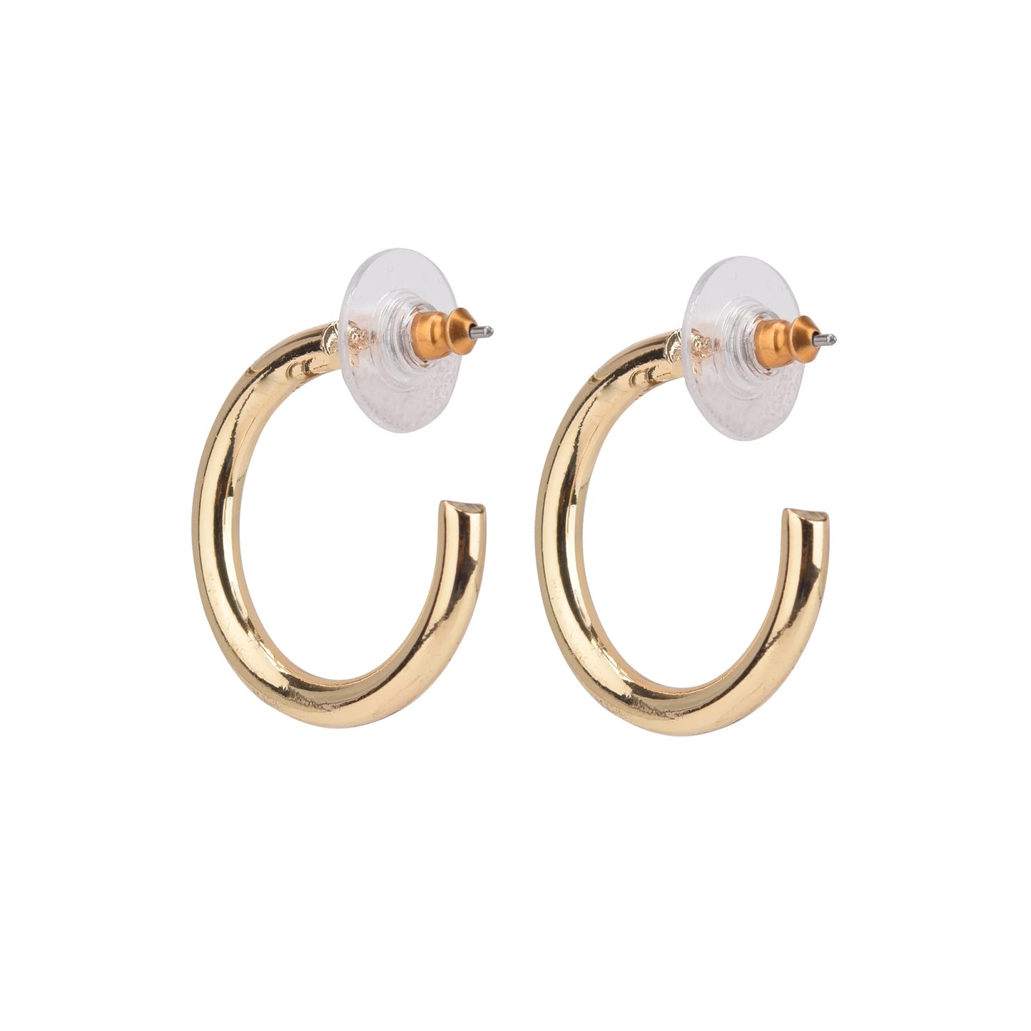 Adult Women's Gold Tone 6 Pair Stud and Hoop Crystal Metal Earring Set