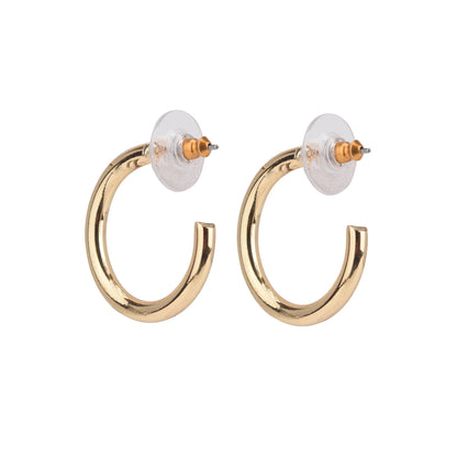 Adult Women's Gold Tone 6 Pair Stud and Hoop Crystal Metal Earring Set