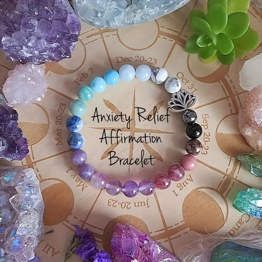 Anxiety Relief Affirmation Bracelet: A Spiritual Hand Chain for Peace, Serenity, Self-Love, and Calm