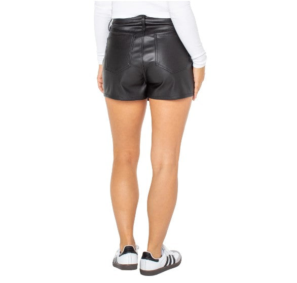 Skort Features Soft Faux Leather Fabric, Combining Style with comfort, 2-Button