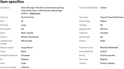 Abrigo Victoria's Secret con cierre frontal, forro polar Ivy