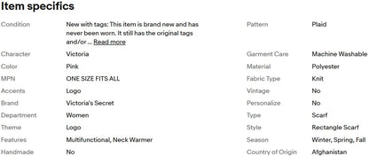 VICTORIA'S SECRET PINK Extra Large Scarf 30.5 x 205 Cm