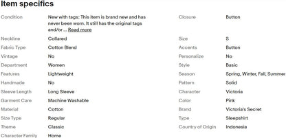 Camisola de dormir rosa Victoria's Secret, estilo boyfriend, tamanho grande