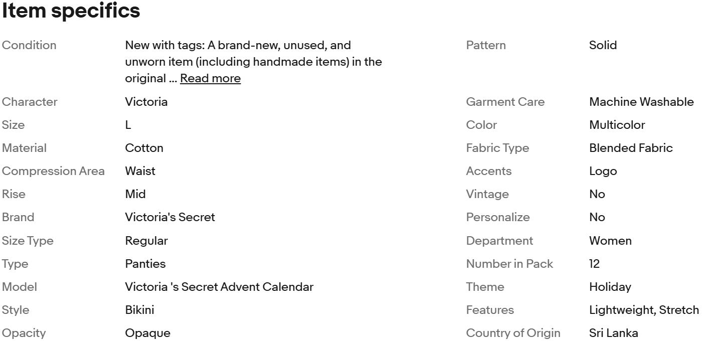 Calendário do Advento da Victoria's Secret com 12 calcinhas, edição limitada. Biquíni.