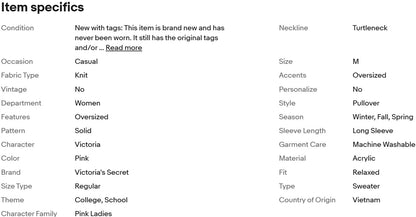 Suéter de cuello alto estilo universitario de punto ancho de Victoria's Secret PINK