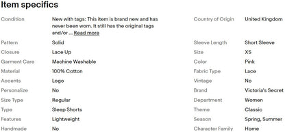 Pijama corto clásico Randa de Victoria's Secret PINK