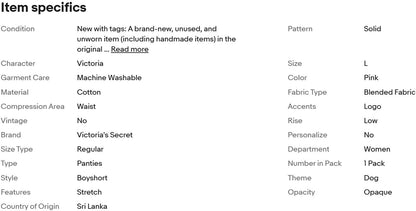 Braguita tipo bóxer Victoria's Secret PINK con logo de perro