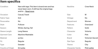 Suéter de punto ancho con cuello redondo estilo universitario de Victoria's Secret Pink