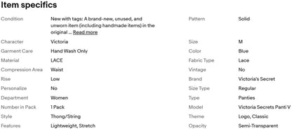 Victoria's Secret Panti V-String, encaje Randa