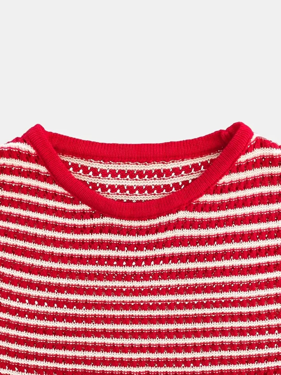 Vestido Casual de Rayas con Cuello Redondo y Manga Larga