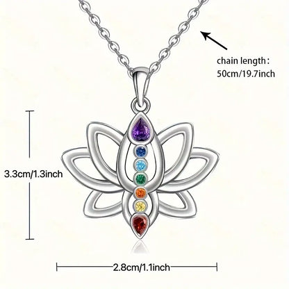 Elegant 7 Chakra Necklace Lotus Pendant Yoga