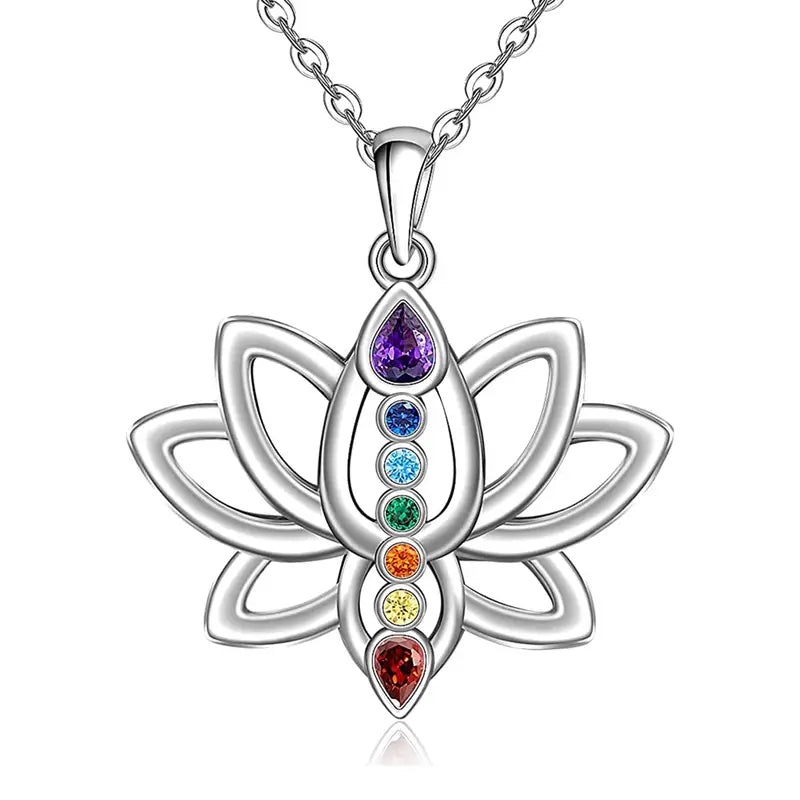 Elegant 7 Chakra Necklace Lotus Pendant Yoga