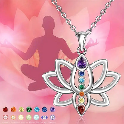 Elegant 7 Chakra Necklace Lotus Pendant Yoga