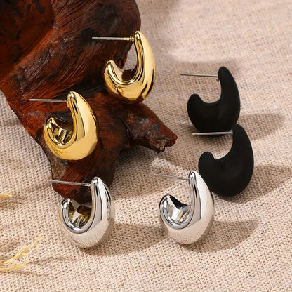 Elegant and Minimalist Teardrop Hoop Earrings Set for Women, Retro Punk Style, Suitable for Daily Wear