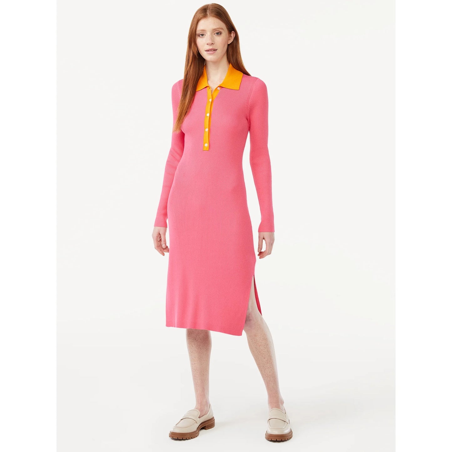 Free Assembly Women's Polo Sweater Midi Dress