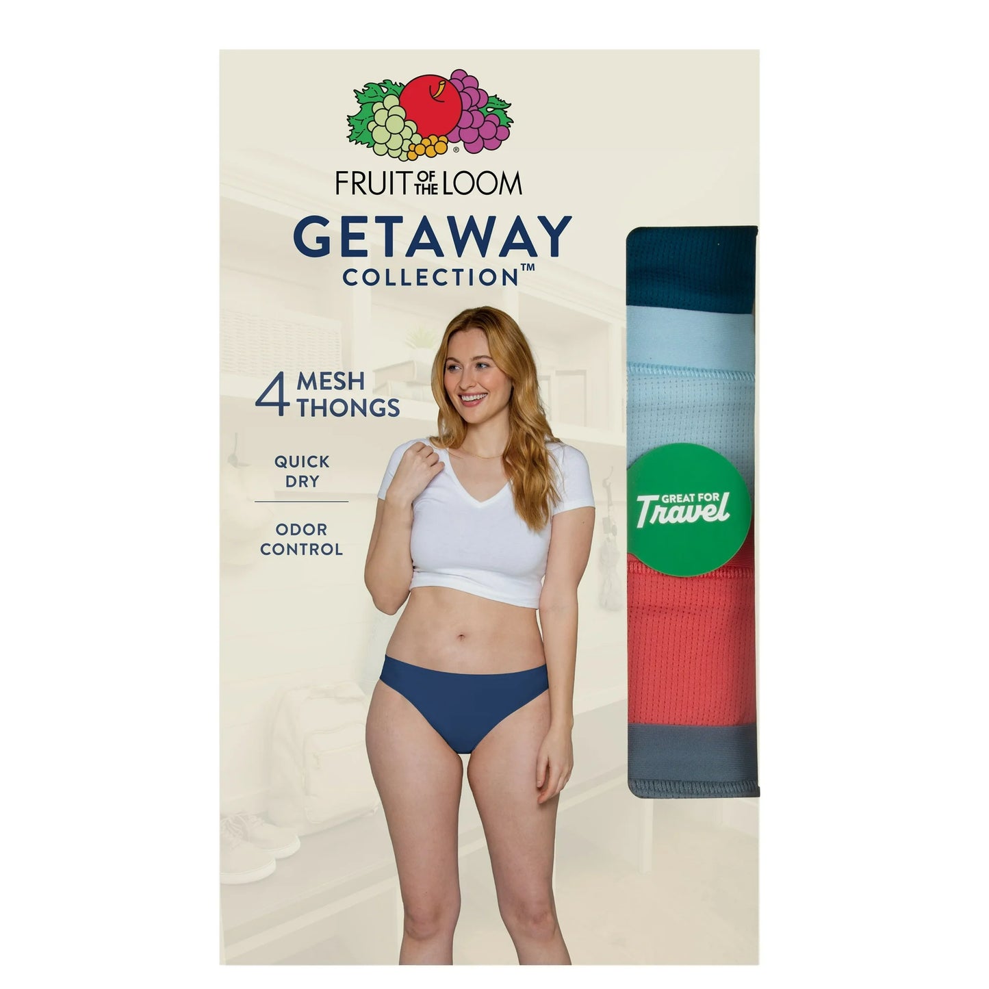 Fruit of the Loom Women's Getaway Collection, Cooling Mesh Thong Underwear