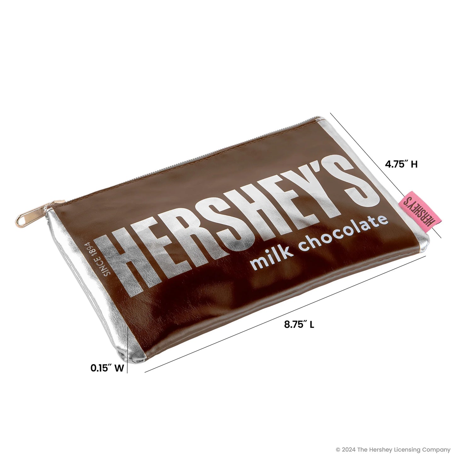 Bolsa de regalo suave con temática de chocolate con leche Hershey, cierre de cremallera, multicolor