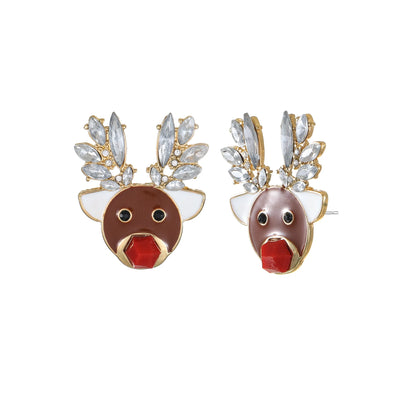 Holiday Time Goldtone Reindeer Earrings, 1 Pair