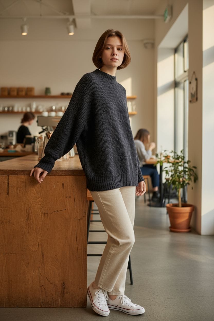 Suéter negro de chenilla extragrande rosa de Victoria's Secret para mujer