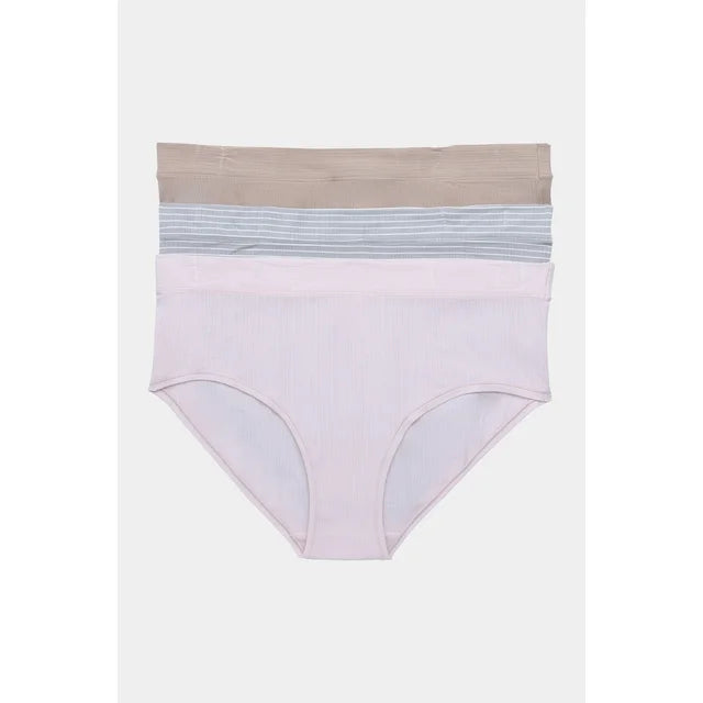 Joyspun Women's Ribbed Modal Hipster Panties, 3-Pack