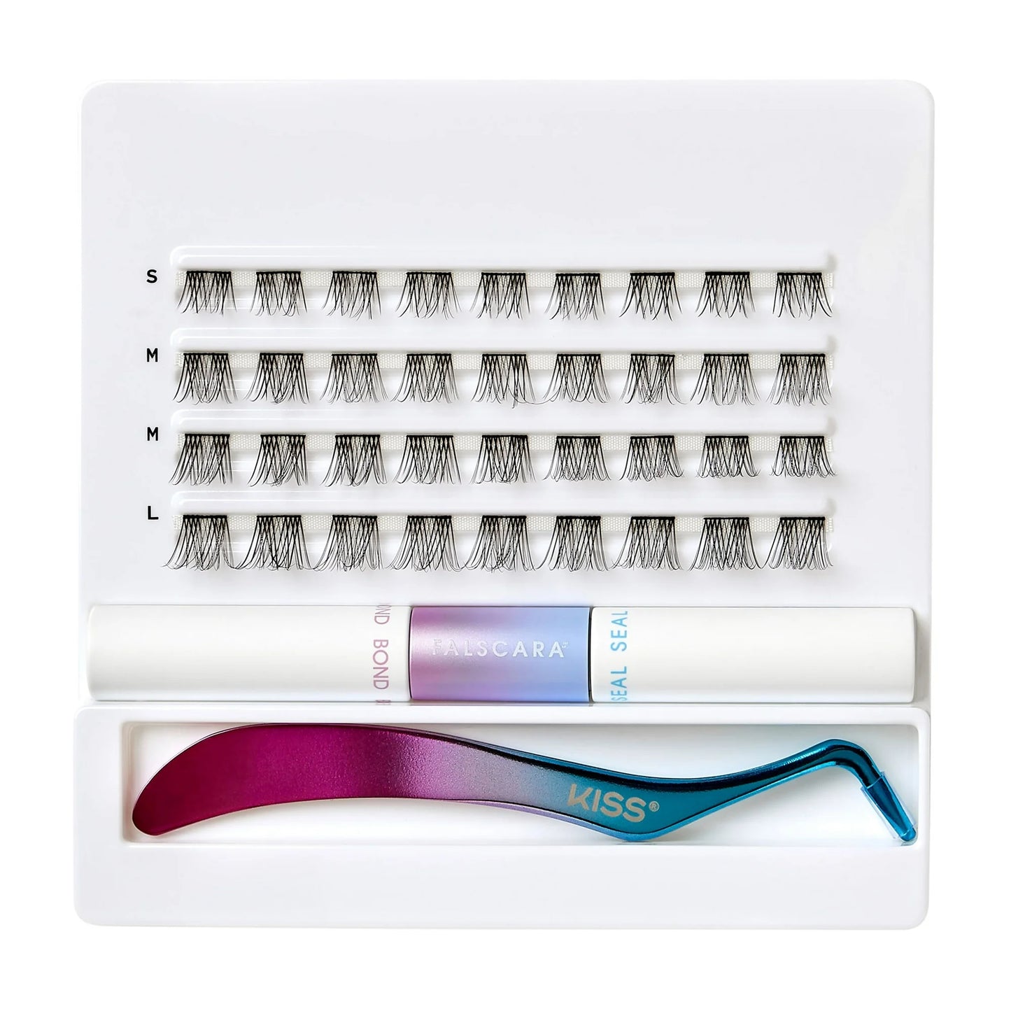 KISS Falscara Starter Kit, Lash Extension Kit, Lengthening Wisps, 10mm-12mm, 36 Lash Clusters