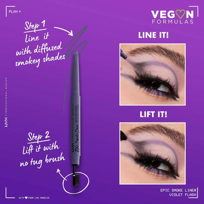 NYX Professional Makeup Epic Smoke Liner, delineador de ojos ahumado vegano, color negro ahumado